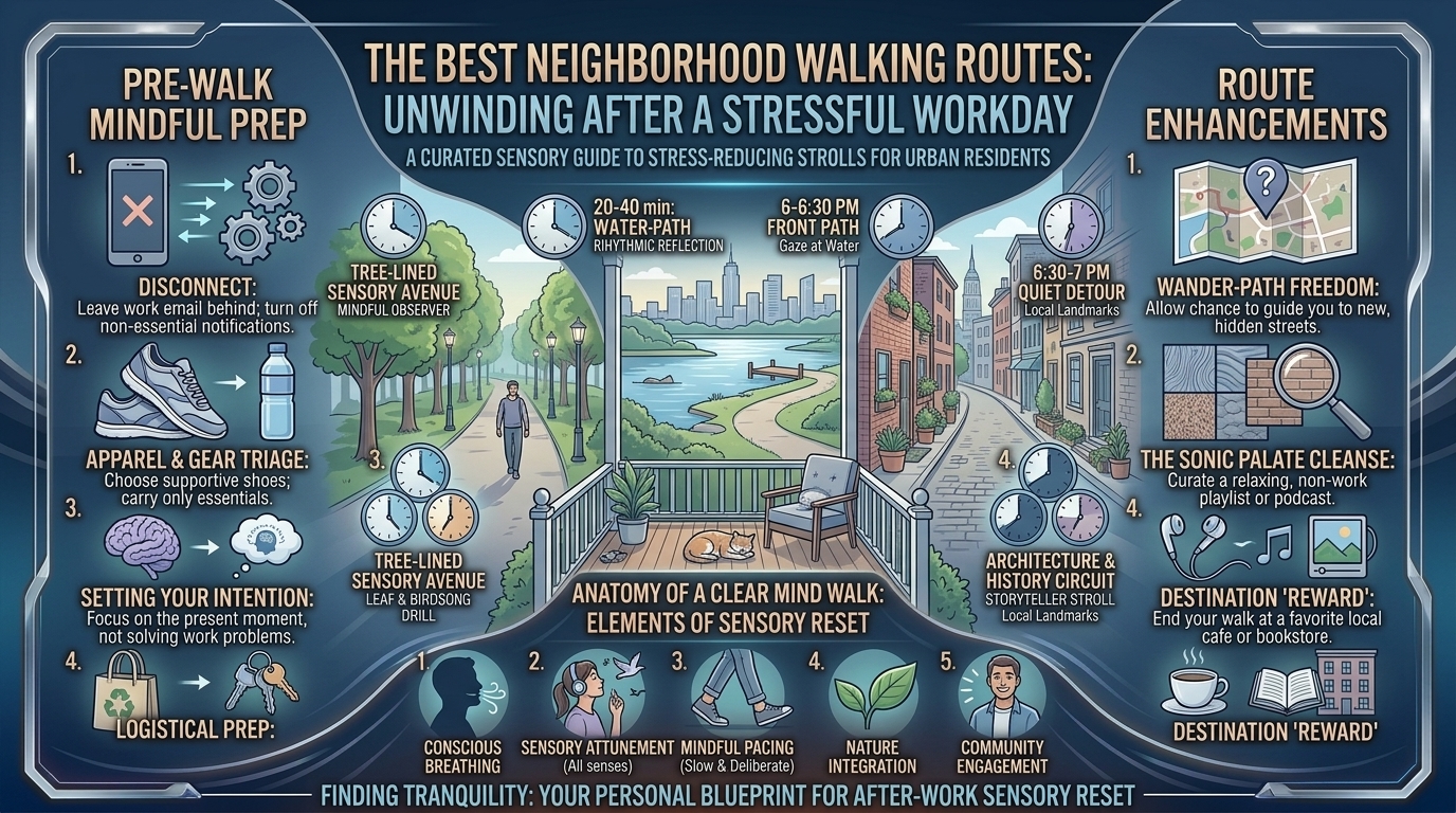 the best neighborhood walking routes to clear your mind after a stressful workday