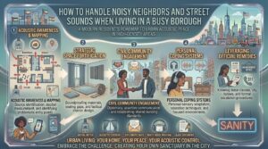 how to handle noisy neighbors and street sounds when living in a busy borough