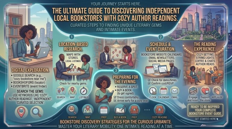 How to discover independent local bookstores that host cozy author readings here