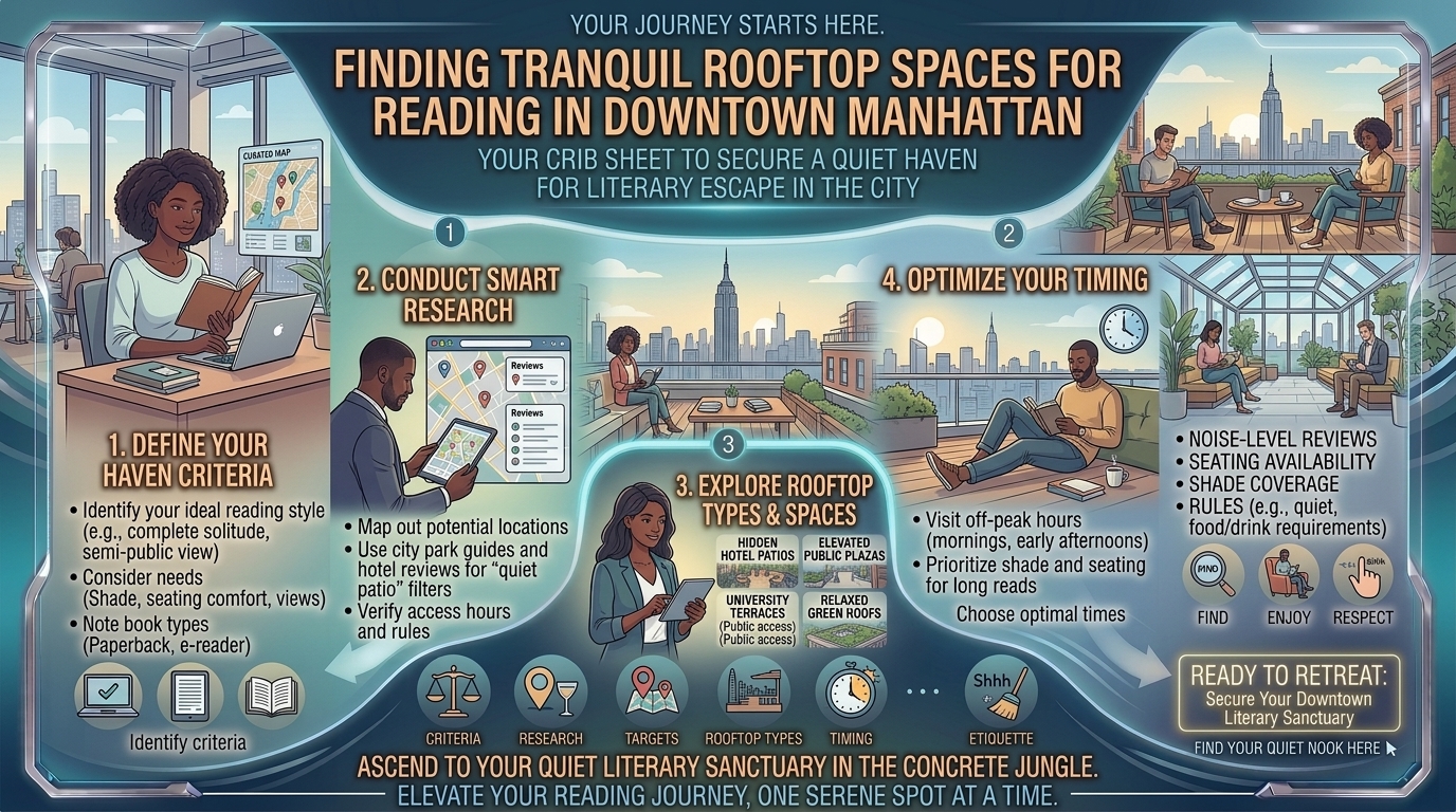 how to find quiet rooftop spaces to read a book in downtown manhattan
