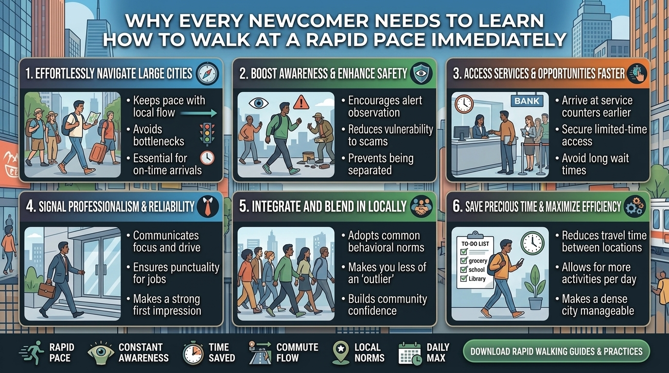 why every newcomer needs to learn how to walk at a rapid pace immediately