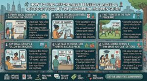 how to find affordable fitness classes and outdoor yoga sessions in the summer