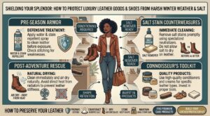 how to protect your luxury leather goods and shoes from harsh winter weather salt