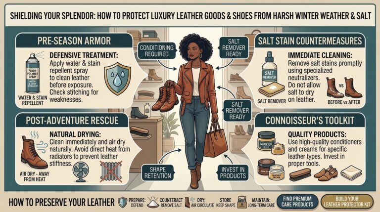 How to protect your luxury leather goods and shoes from harsh winter weather salt