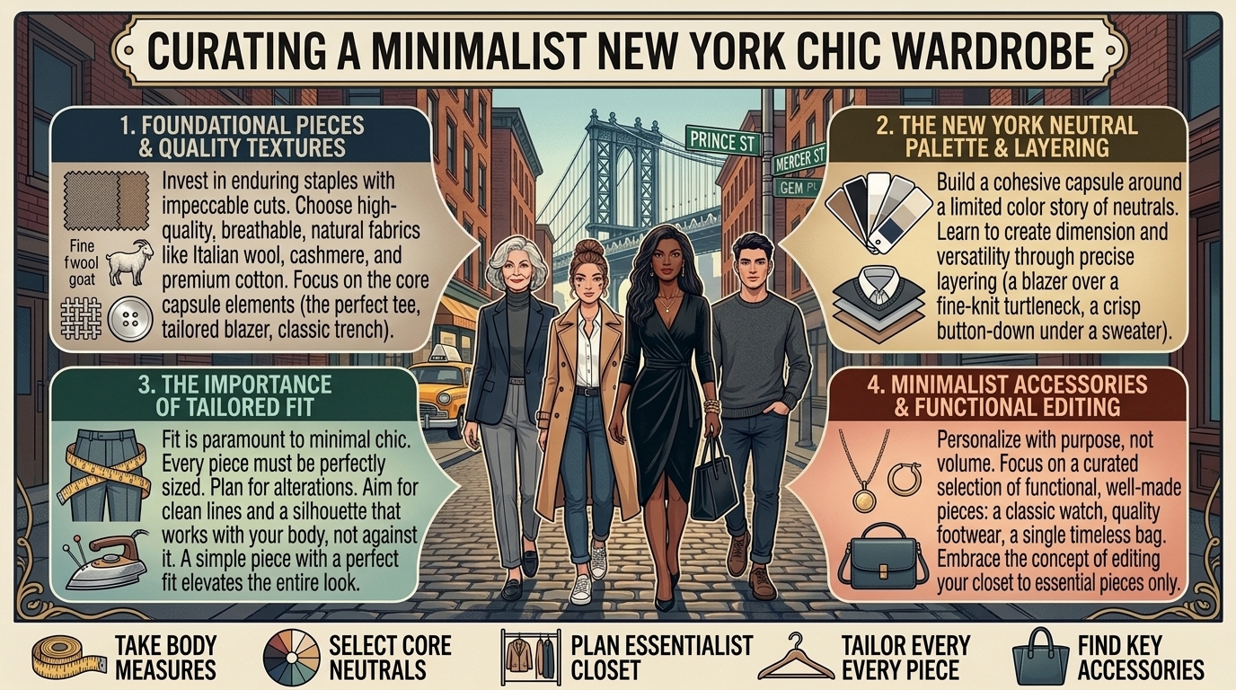 how to curate a minimalist aesthetic wardrobe inspired by classic new york chic