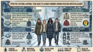 how to layer your clothing effectively to stay warm during freezing winter blizzards