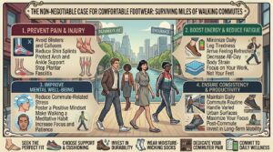 why comfortable footwear is non negotiable when your daily commute involves miles of walking