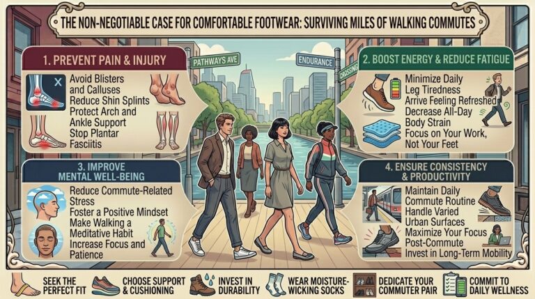 Why comfortable footwear is non negotiable when your daily commute involves miles of walking