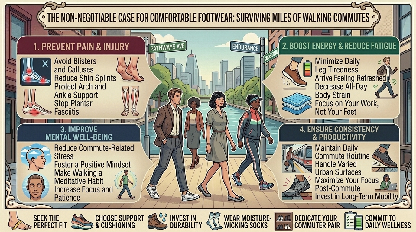 why comfortable footwear is non negotiable when your daily commute involves miles of walking
