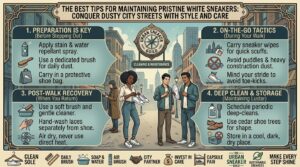 the best tips for maintaining pristine white sneakers while walking through dusty city streets