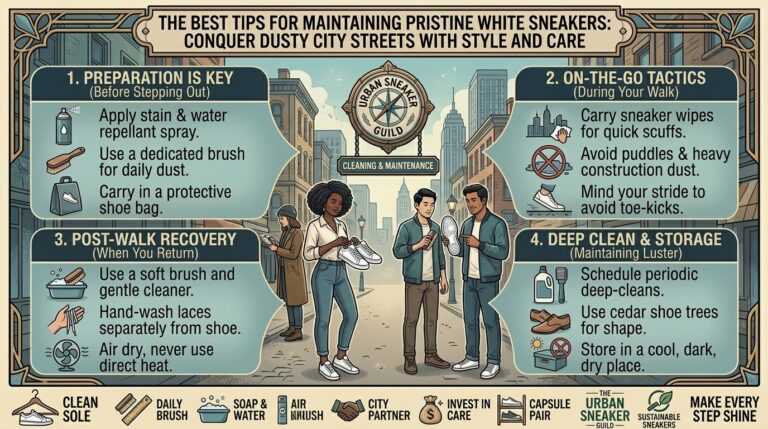 The best tips for maintaining pristine white sneakers while walking through dusty city streets