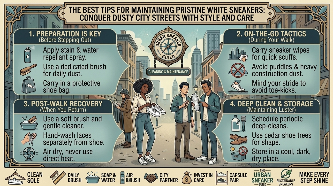 the best tips for maintaining pristine white sneakers while walking through dusty city streets