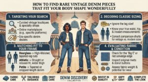 how to find rare vintage denim pieces that fit your body shape wonderfully