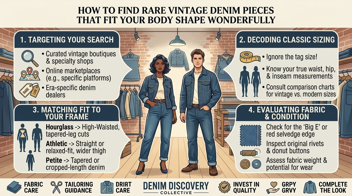 how to find rare vintage denim pieces that fit your body shape wonderfully
