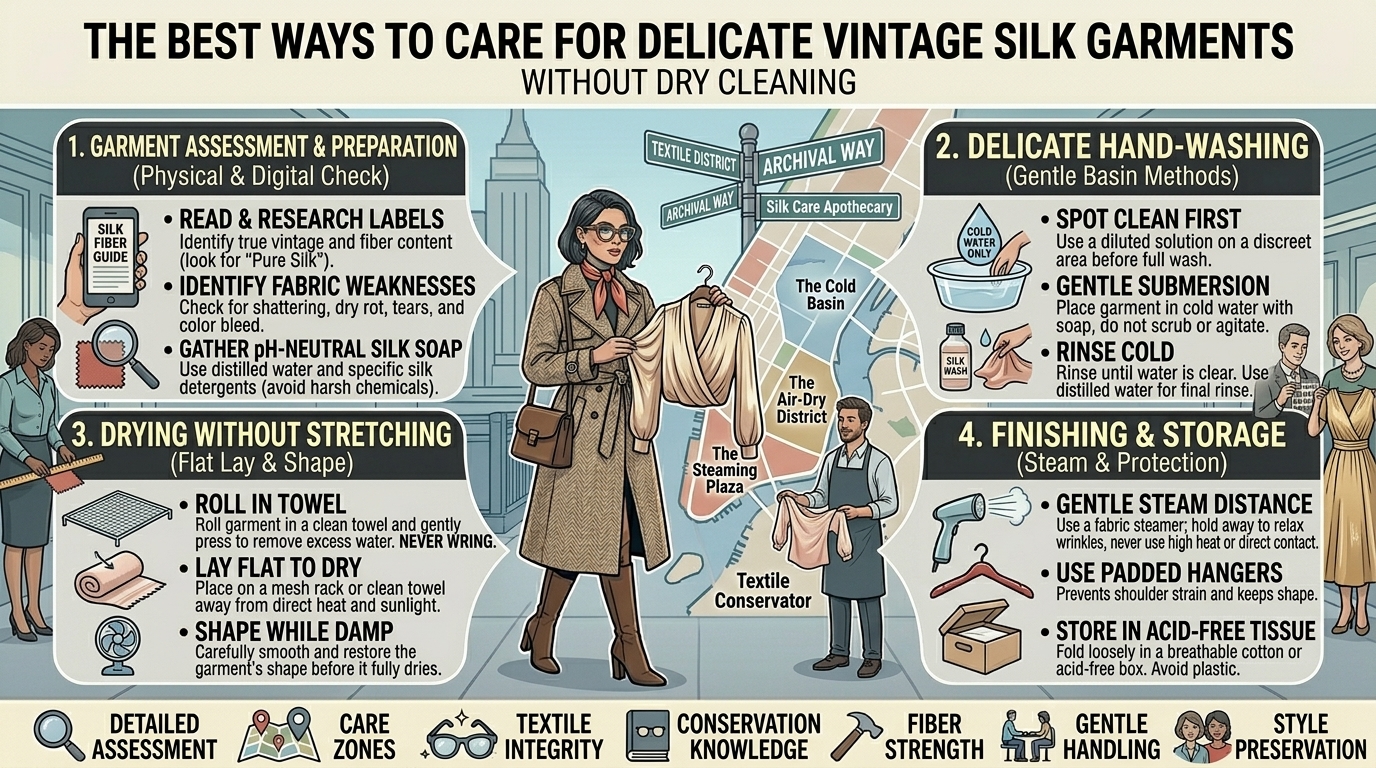 the best ways to care for delicate vintage silk garments without dry cleaning