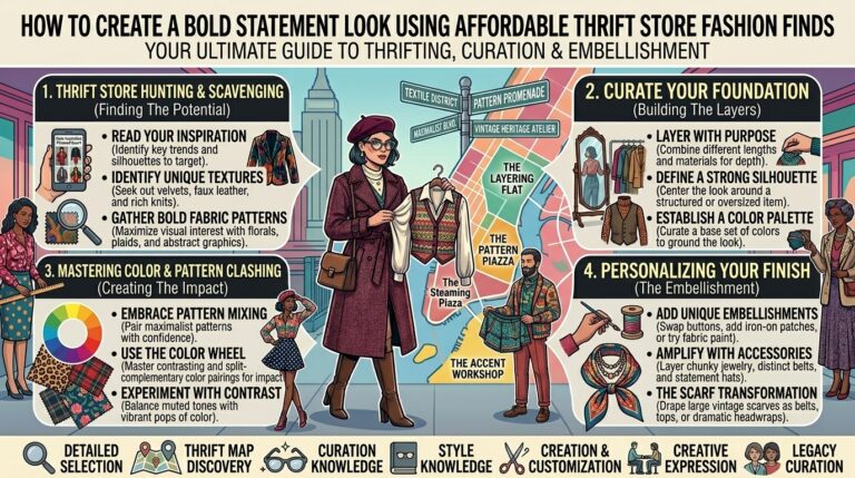 How to create a bold statement look using affordable thrift store fashion finds