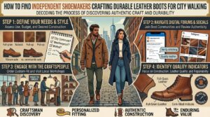 How to find independent shoemakers crafting durable leather boots for city walking