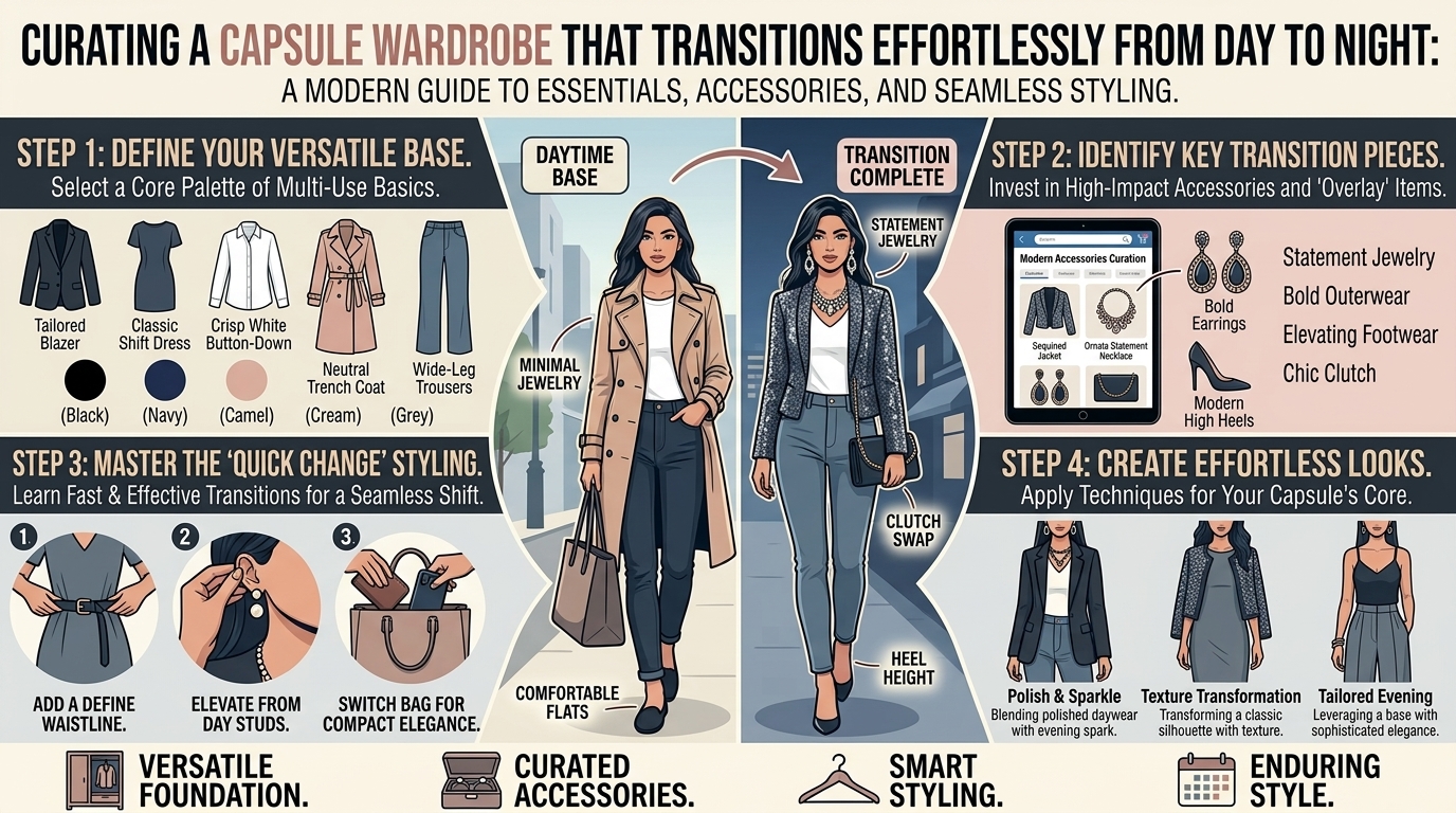 how to curate a capsule wardrobe that transitions effortlessly from day to night