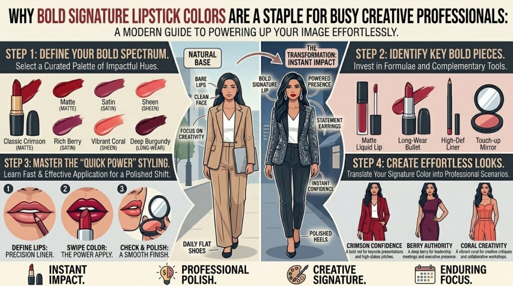 Why bold signature lipstick colors are a staple for busy creative professionals here