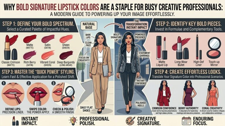 Why bold signature lipstick colors are a staple for busy creative professionals here