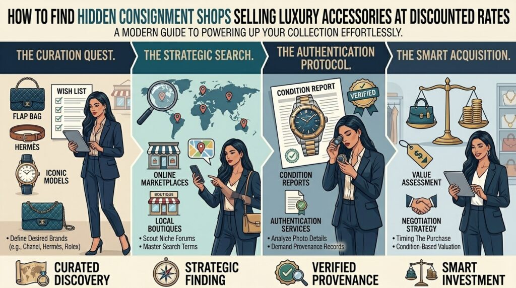 How to find hidden consignment shops selling luxury accessories at discounted rates
