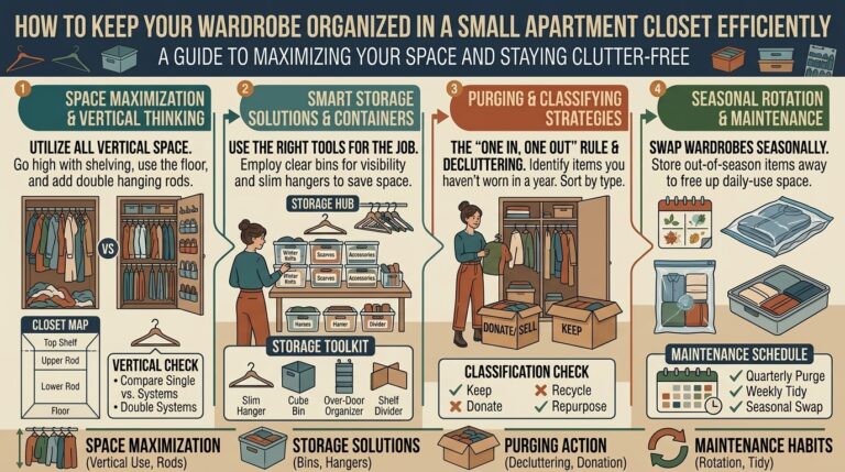 How to keep your wardrobe organized in a small apartment closet efficiently