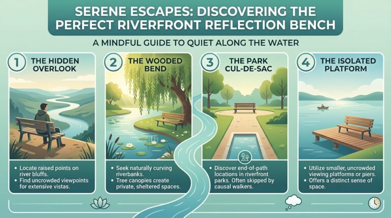 Where to find quiet bench spots overlooking the river for deep reflection time