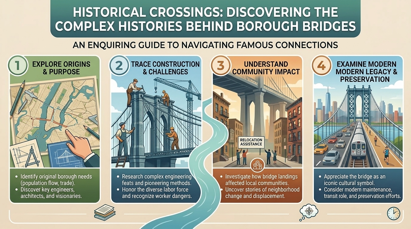 how to navigate the complex history behind famous bridges connecting the city boroughs