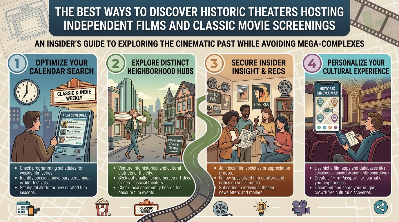 how to find historic theaters hosting independent films and classic movie screenings