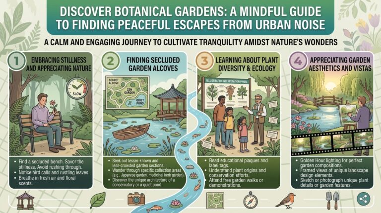 How to explore botanical gardens that offer a peaceful escape from urban noise