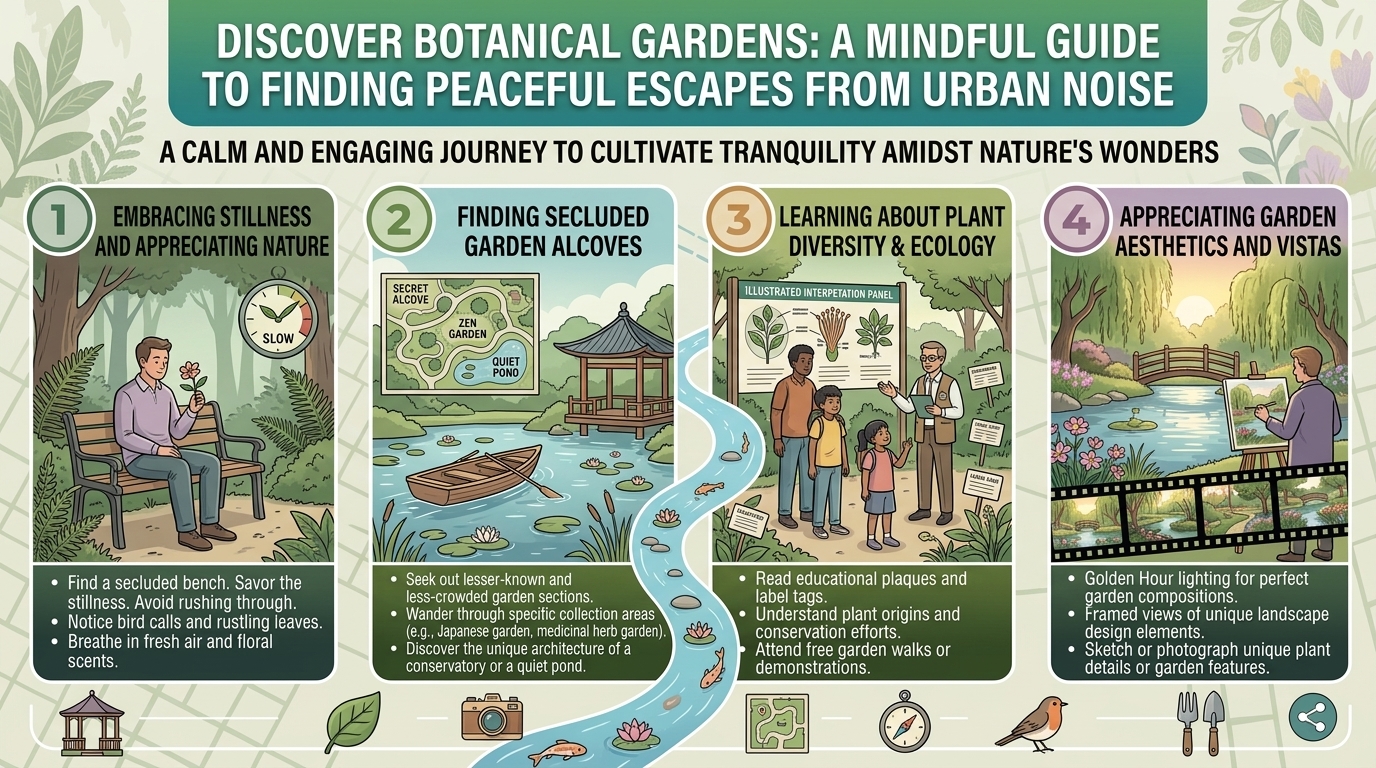 how to explore botanical gardens that offer a peaceful escape from urban noise