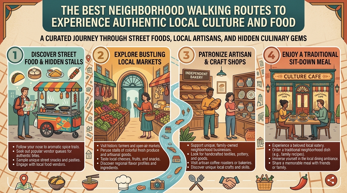 the best neighborhood walking routes to experience authentic local culture and food