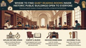 Where to find quiet reading rooms inside historic public buildings open to everyone
