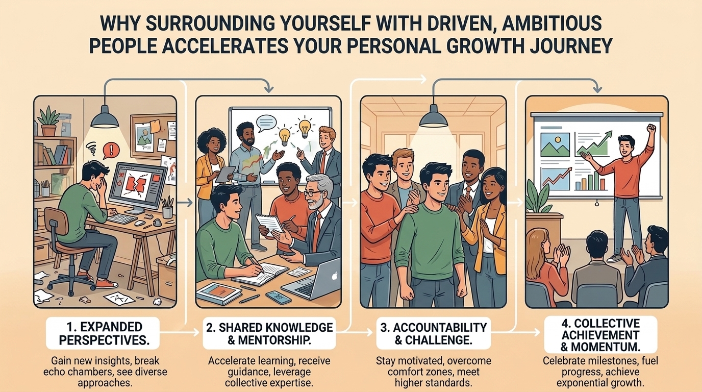 why surrounding yourself with driven ambitious people accelerates your personal growth journey