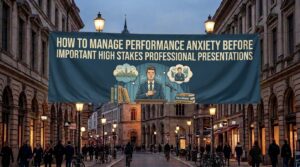 how to manage performance anxiety before important high stakes professional presentations downtown