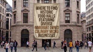 where to find historic food halls featuring diverse immigrant owned culinary micro businesses