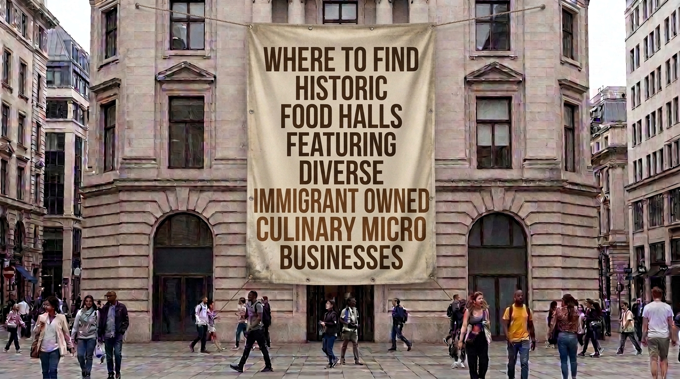 where to find historic food halls featuring diverse immigrant owned culinary micro businesses