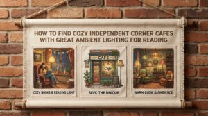 how to find cozy independent corner cafes with great ambient lighting for reading