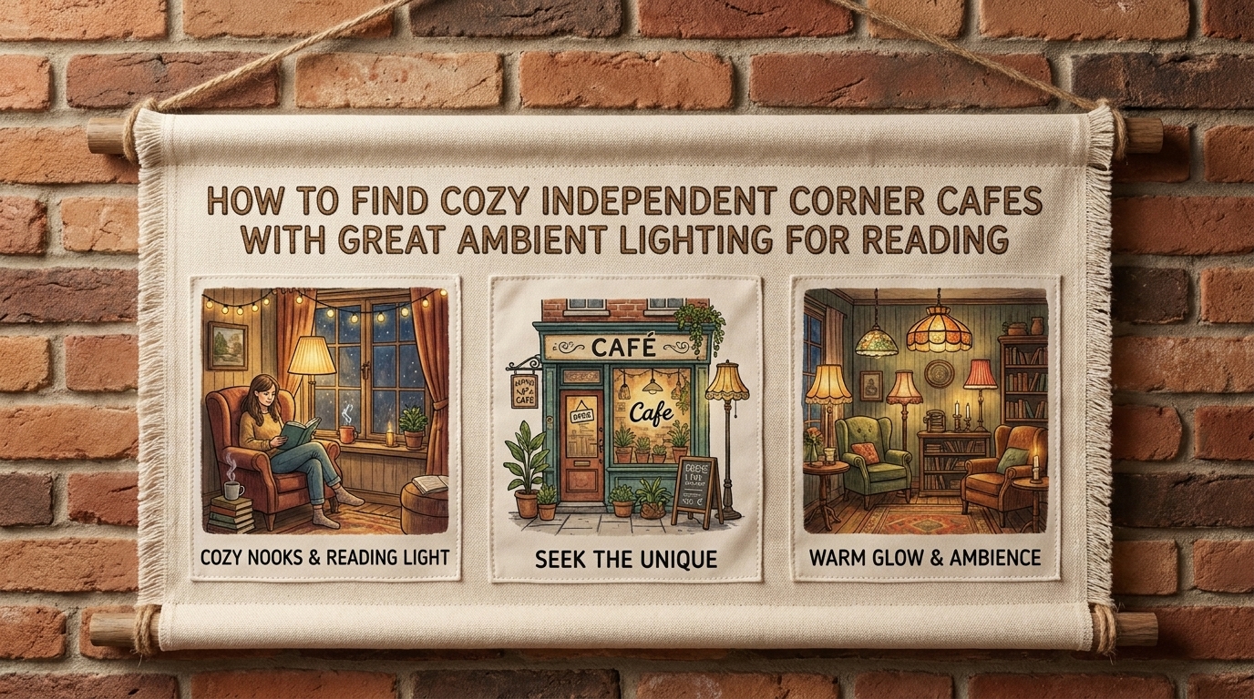 how to find cozy independent corner cafes with great ambient lighting for reading