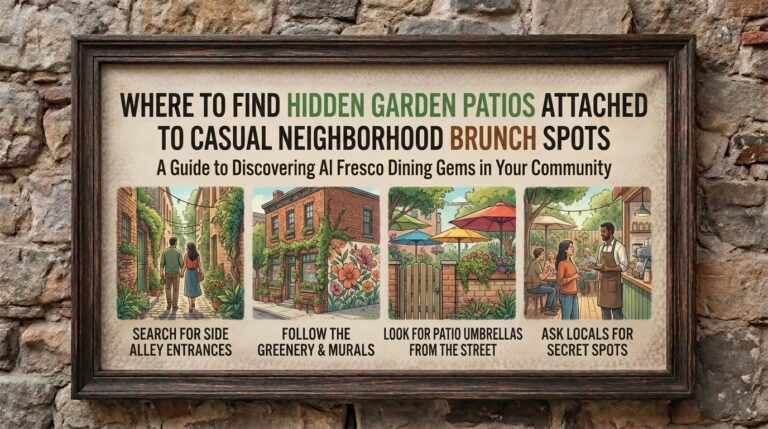 Where to find hidden garden patios attached to casual neighborhood brunch spots