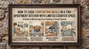 how to cook comforting meals in a tiny apartment kitchen with limited counter space