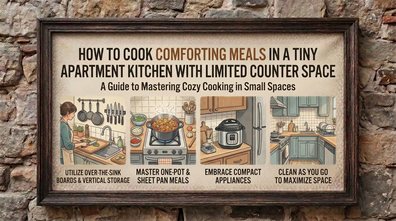 how to cook comforting meals in a tiny apartment kitchen with limited counter space