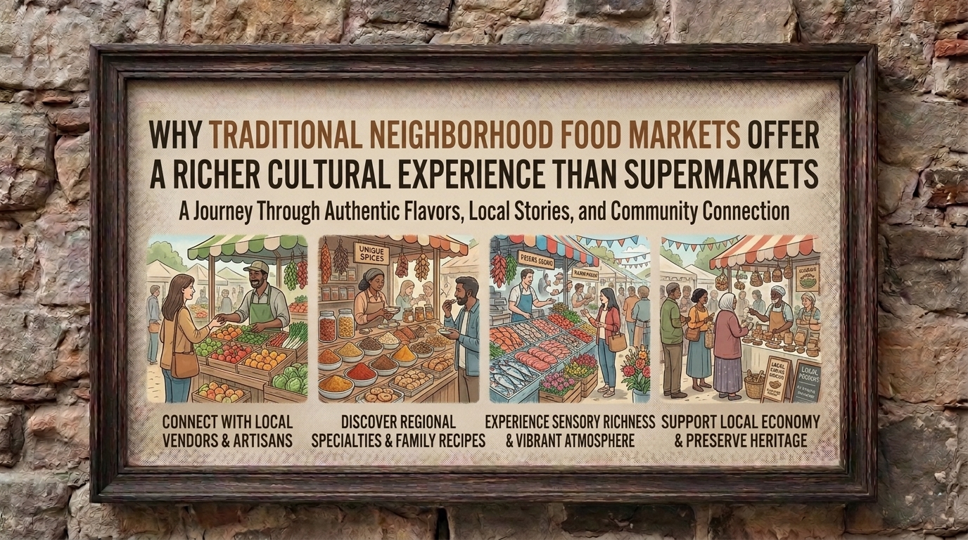why traditional neighborhood food markets offer a richer cultural experience than supermarkets