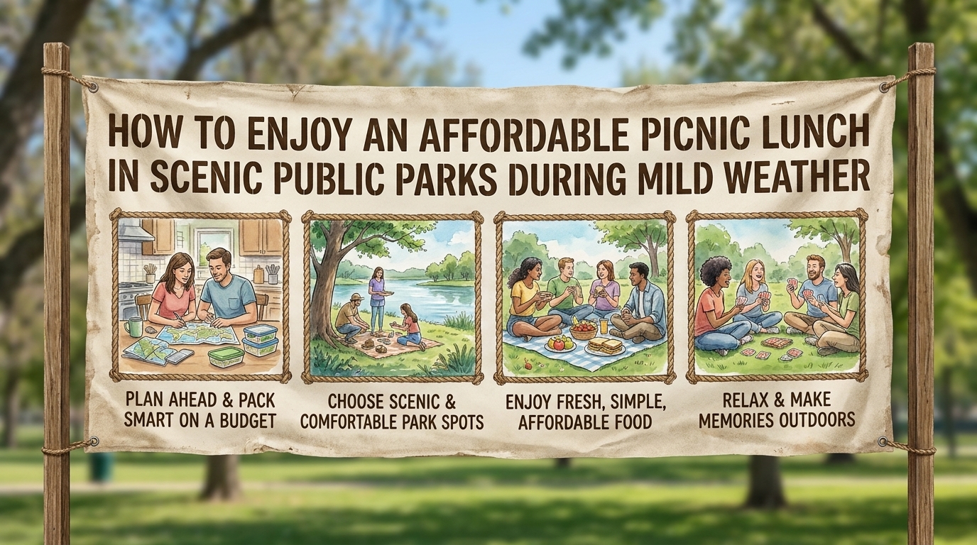 how to enjoy an affordable picnic lunch in scenic public parks during mild weather