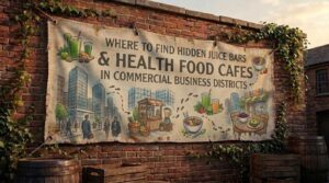 where to find hidden juice bars and health food cafes in commercial business districts